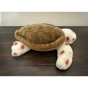 2001 Wildlife Artists Floppy Brown Cream Sea Turtle Beanbag Plush Realistic 8”